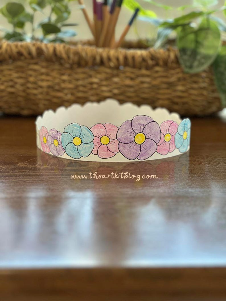 Flower Paper Crown Printable DIY Floral Crown for Kids & Adults
