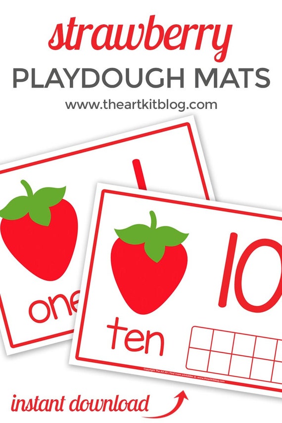 Strawberry Playdough Mats Activity Mats for Number Counting