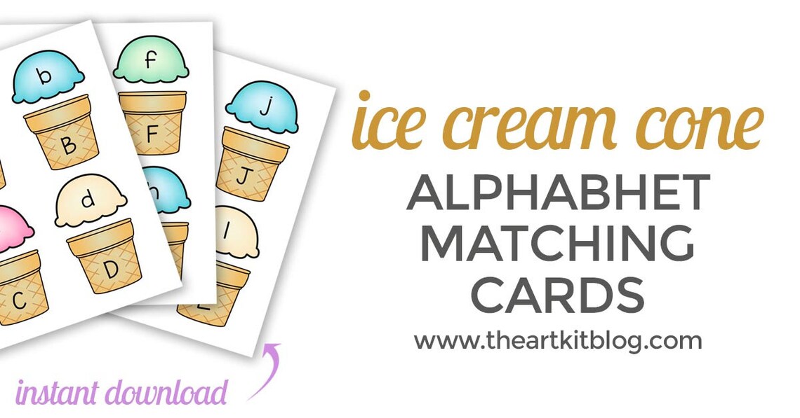 Ice Cream Cone Alphabet Letter Uppercase and Lowercase Match up ...