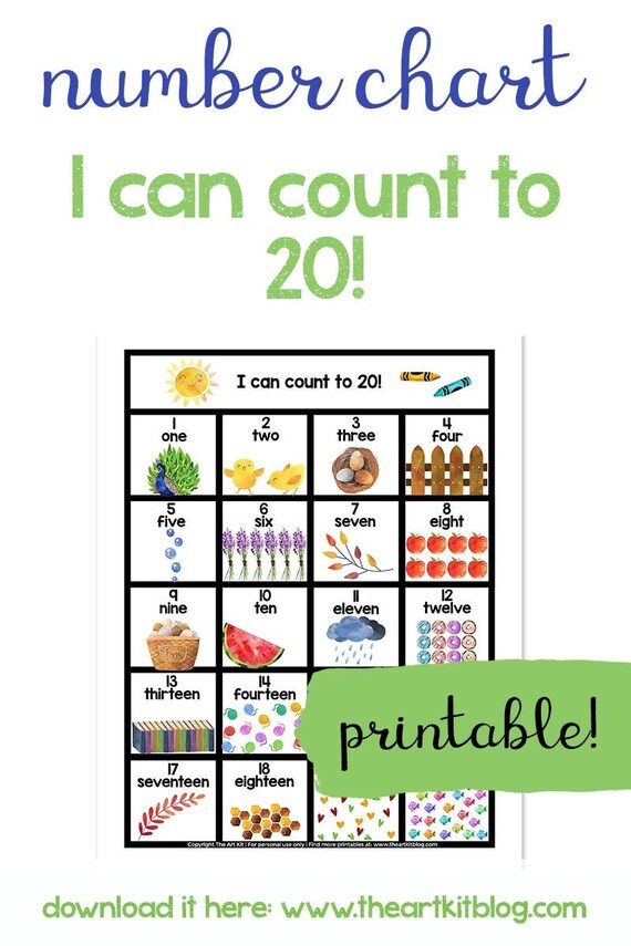 I Can Count to 20 Printable Number Chart Printable for | Etsy