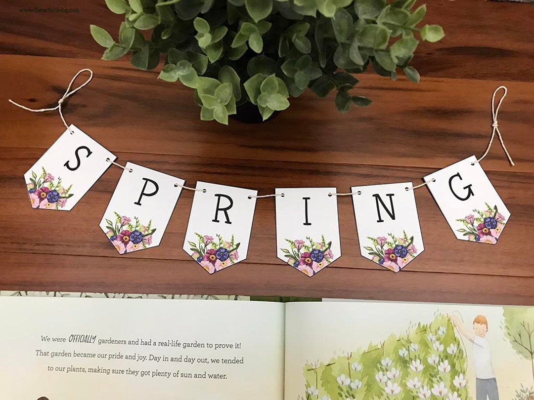 Spring Banner Printable, Spring Printable Wall Art, Spring Printable