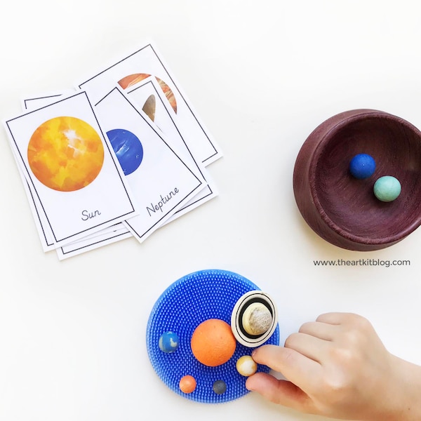 Outer Space Cards - Montessori Learning - Sun and Planets 3-Part Cards for Children - Printable - Solar System - Homeschooling - Science