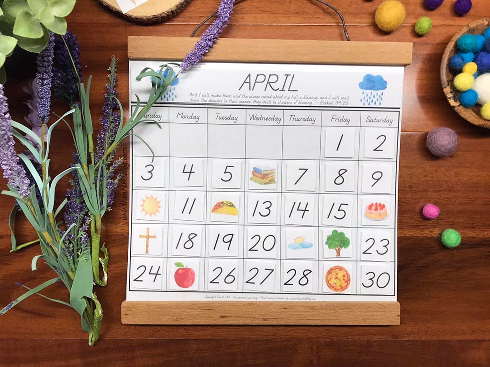 Perpetual April Calendar, Kids Calendar Printable, Busy Book Printable ...