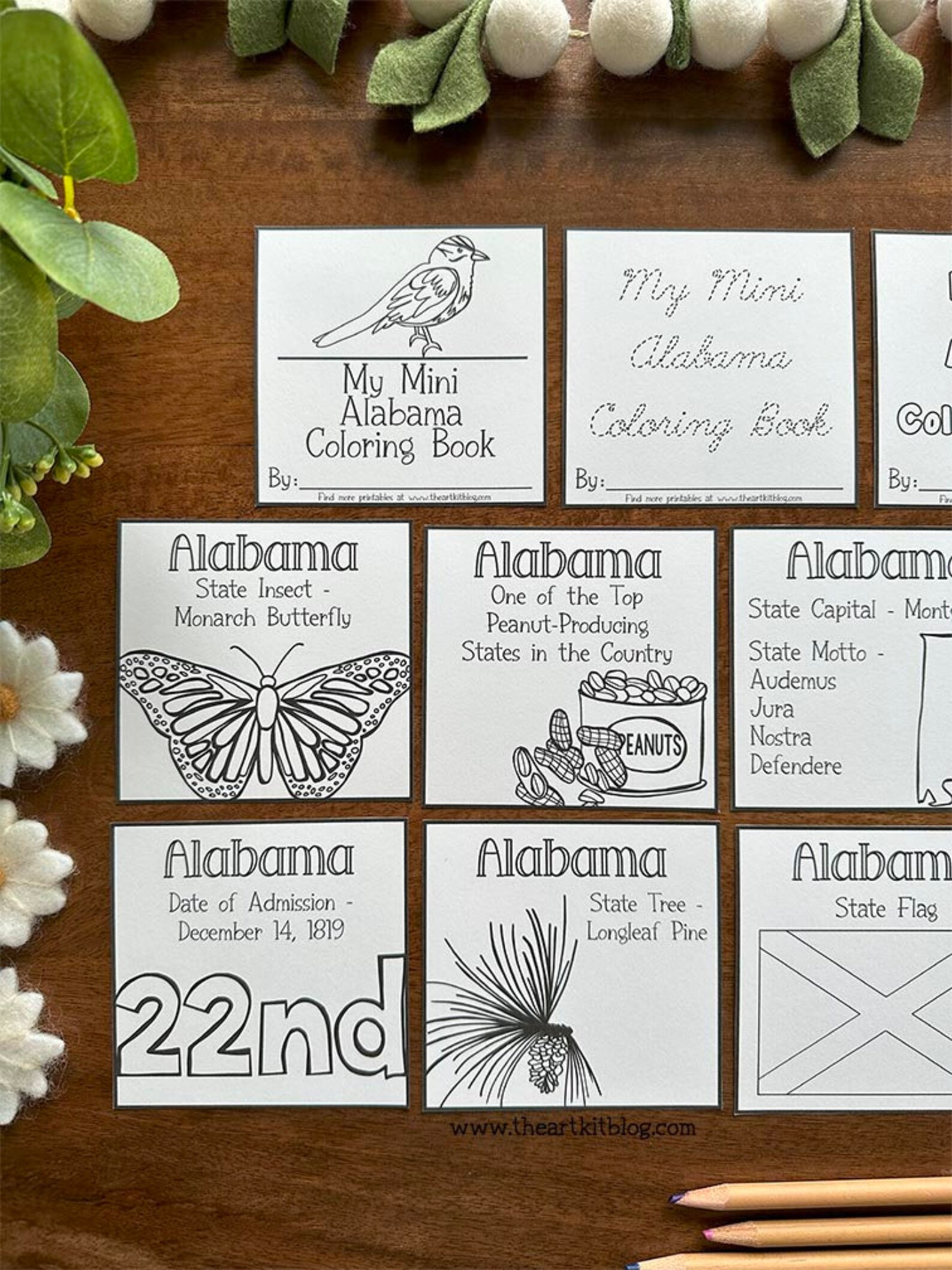 Mini Alabama Coloring Pages, 50 States Coloring Pages, USA Coloring ...