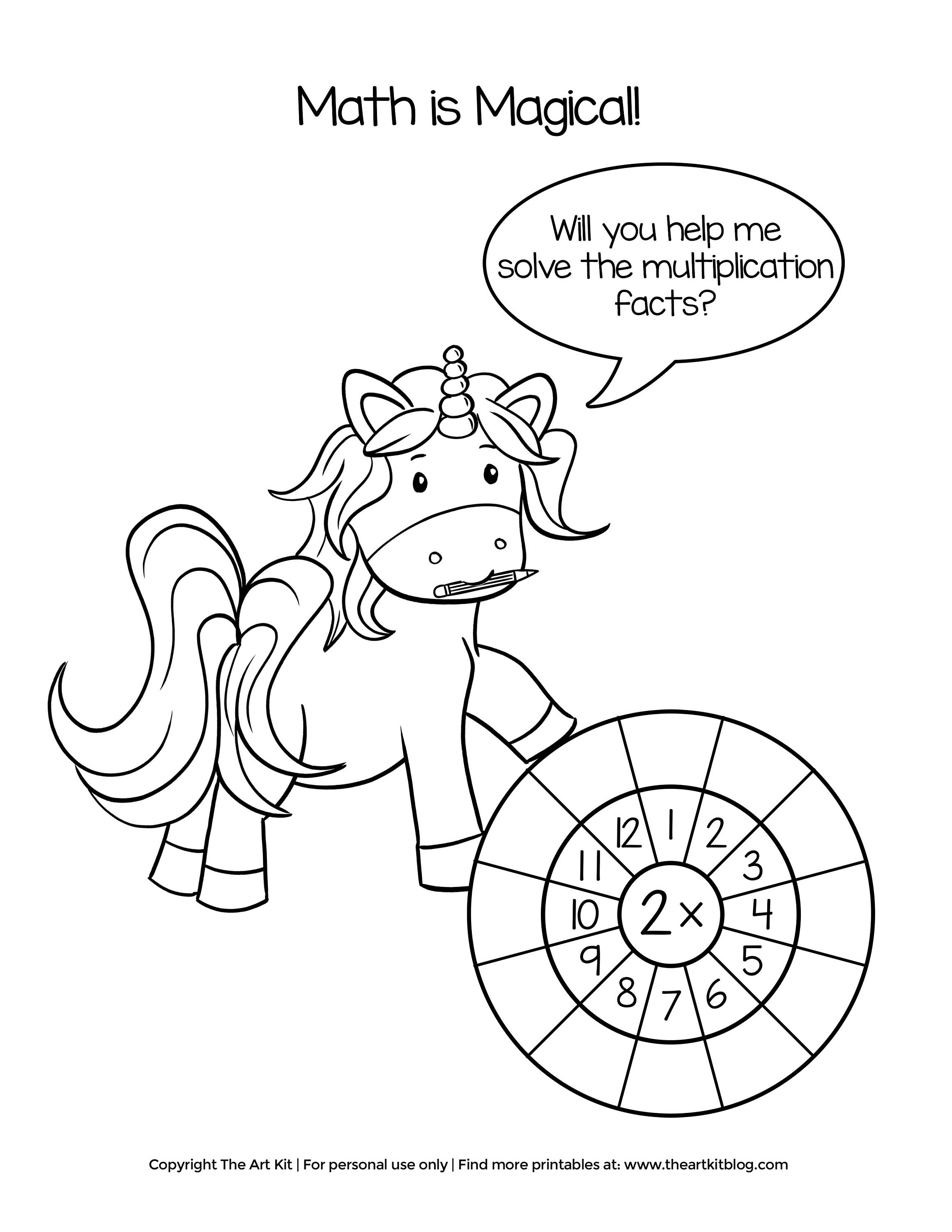 unicorn math wheels multiplication worksheets coloring pages etsy
