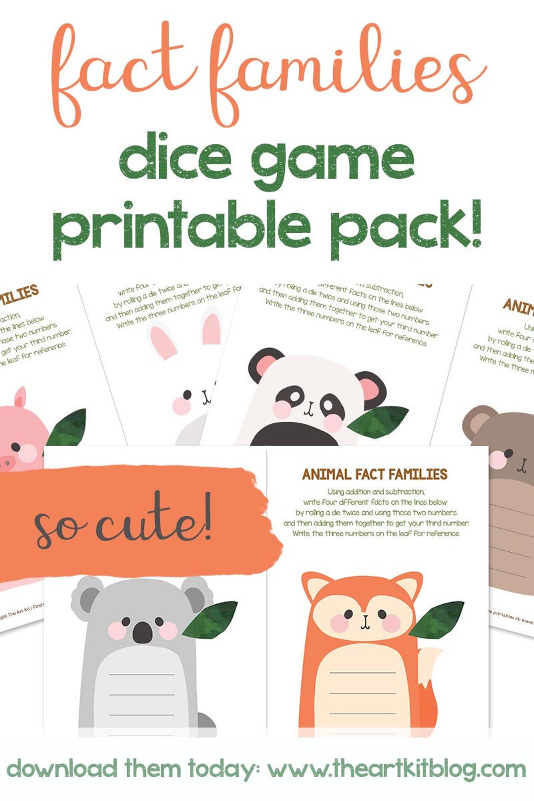 Animal Fact Family /families Dice Game Printables Math - Etsy