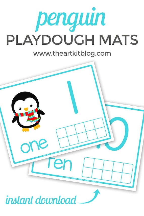 Winter Penguin Playdough Mats For Counting Number Practice Etsy