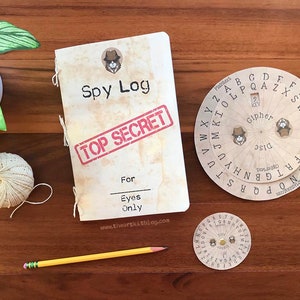 Cipher Wheel Printable for Kids, Spy Kit, Decoder Download, Spy Log Journal Notebook, Detective Kids