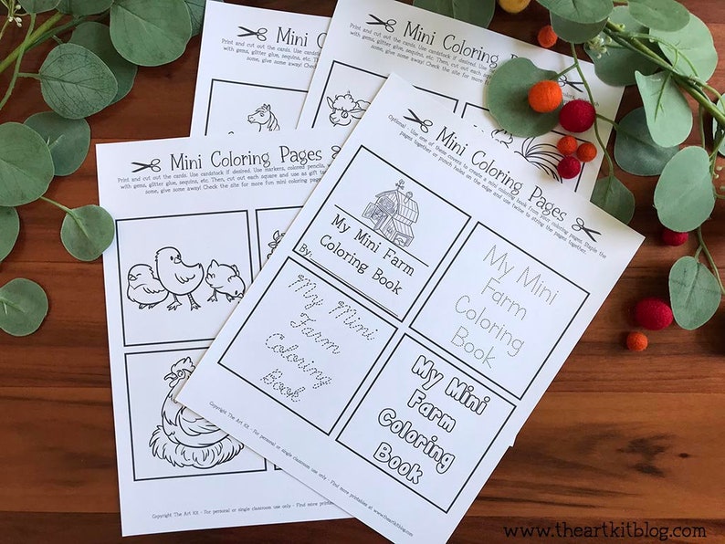 Mini Coloring Book Farm Animals, Mini Coloring Pages, Barn Coloring