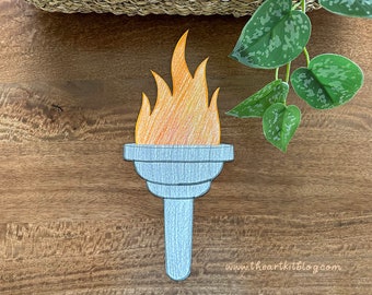 Torch Template Printable, Summer Games Craft, Imaginative Play Printable, Printable for Kids, Homeschool printables, Digital Download Kids