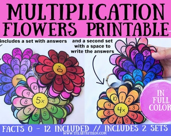 Multiplication Flower Printable, Math Wheels 0 - 12, Flash Cards, Activity Sheets, Nature Printables, Learning, Homeschooling, Times Table