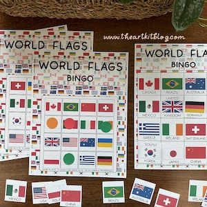 Flags of the World Bingo, Bingo Game Printable, Summer Games PDF, World Unit, Printable for Kids, Homeschool, Country Study