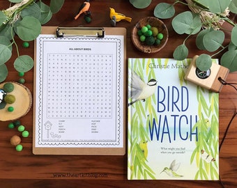 Bird Game Bundle of Printables for Kids, Pairs with Bird Watch Book, Book Game Bundle, Mazes, Word Scramble, Word Search, Morning Basket