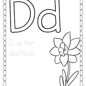 Spring Alphabet Coloring Book, 27 Pages to Color, PRINTABLE for kids, Learning the letters, Seasonal Worksheets image 3