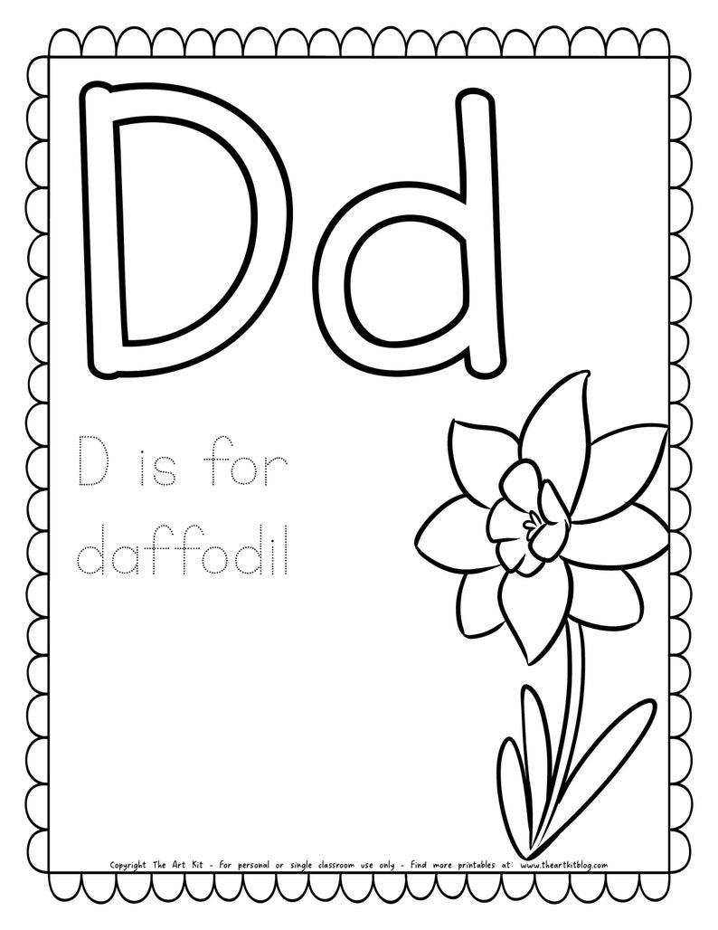 Spring Alphabet Coloring Book, 27 Pages to Color, PRINTABLE for kids, Learning the letters, Seasonal Worksheets image 3