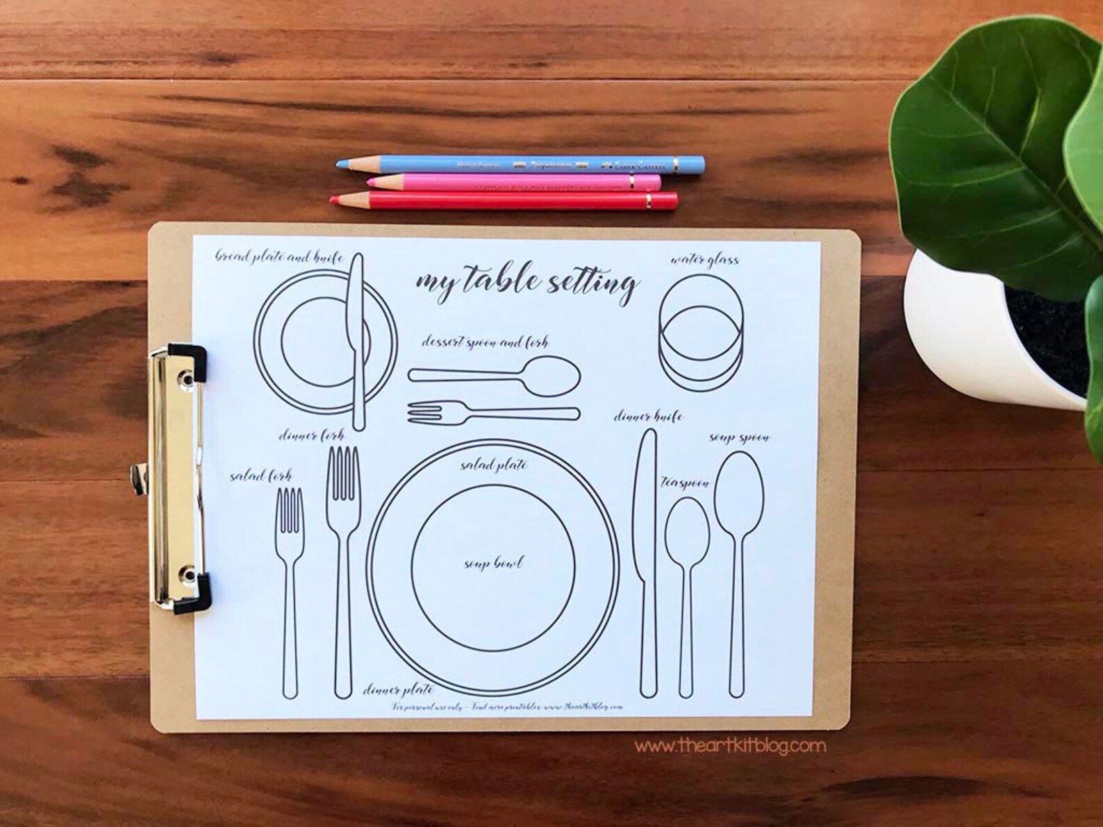 Table Setting Placemat Printables for Kids Montessori Etsy