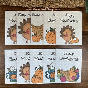 Printable Happy Thanksgiving Cards - Set of 10 | Instant Download | DIY Thanksgiving Greeting Cards | Thanksgiving Printable Stationery