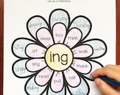 Sight Words Printable Worksheets // Adding -ING // Flowers Learning Spelling Game