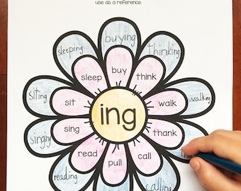 Sight Words Printable Worksheets // Adding -ING // Flowers Learning Spelling Game