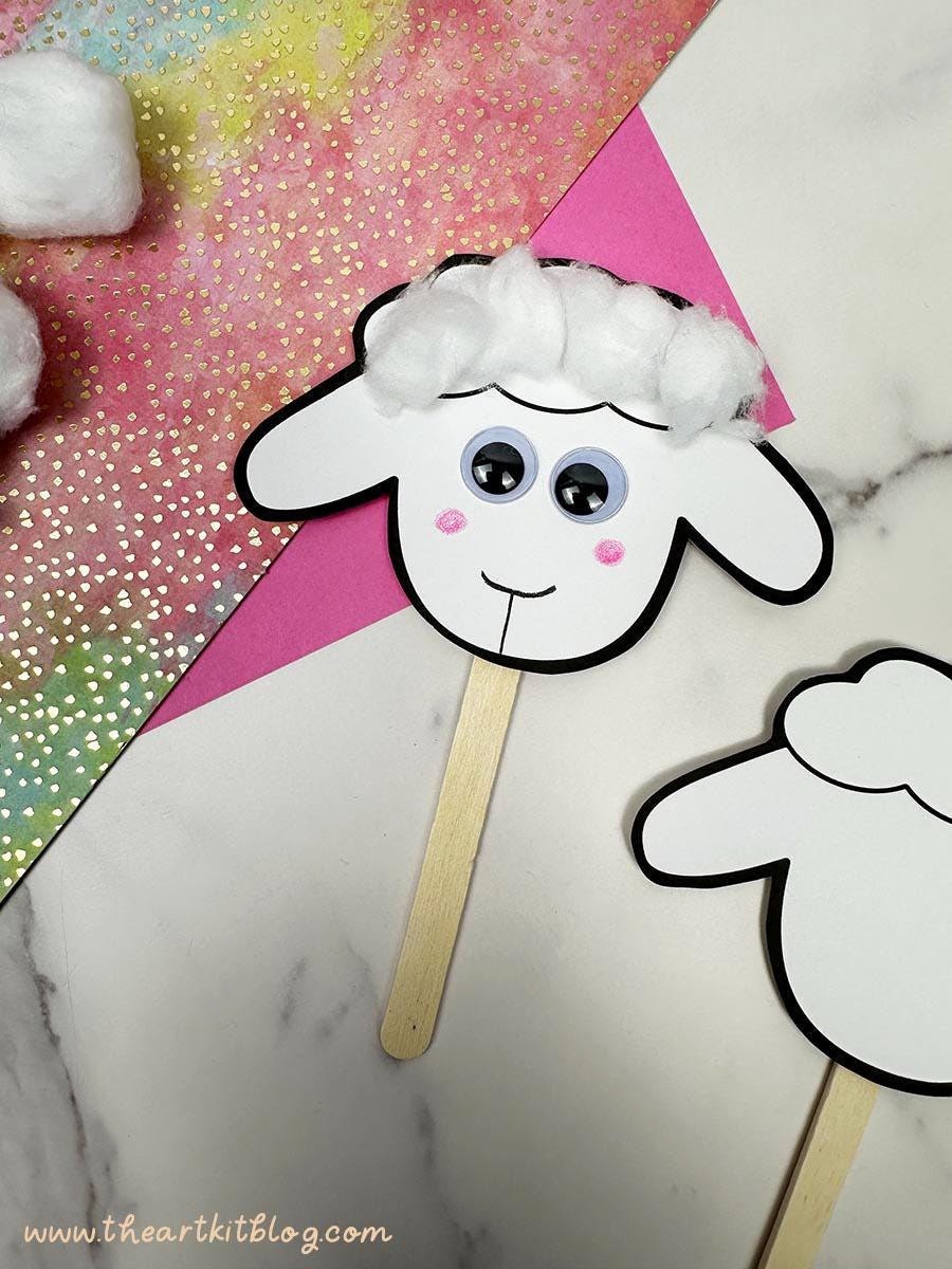 Cute Lamb Paper Craft {With Printable Template}, Spring Craft, Easter Craft, Homeschool Printables, Easy Craft for Kids, Sunday School Craft