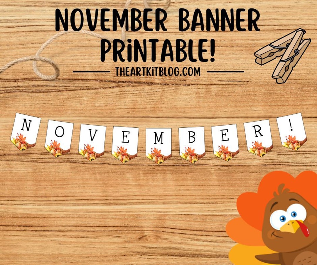 November Banner Printable, November Wall Art, Fall Printable Download ...