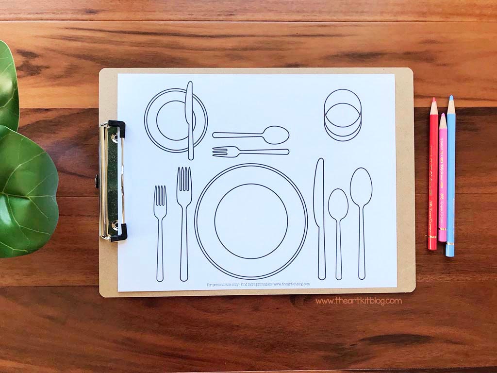 Table Setting Placemat Printables for Kids Montessori Etsy
