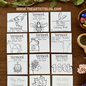 Mini VERMONT Coloring Pages, 50 States Coloring Page, USA Homeschool Coloring Pages, Coloring Printable, 50 States pdf, Unit Studies