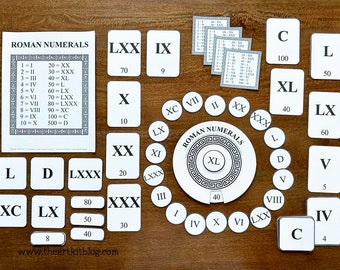 Roman Numeral Printable Activity Pack Kids, Math Wheel, Digital Download, Math Game, Roman Numerals Chart, Math Guide, Homeschool Printable