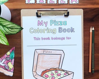 Pizza Coloring Pages, Printable Pizza Coloring Book, for Kids and Adults,  Scissor Skills, Cut and Paste, Trace Letters and Words, Facts