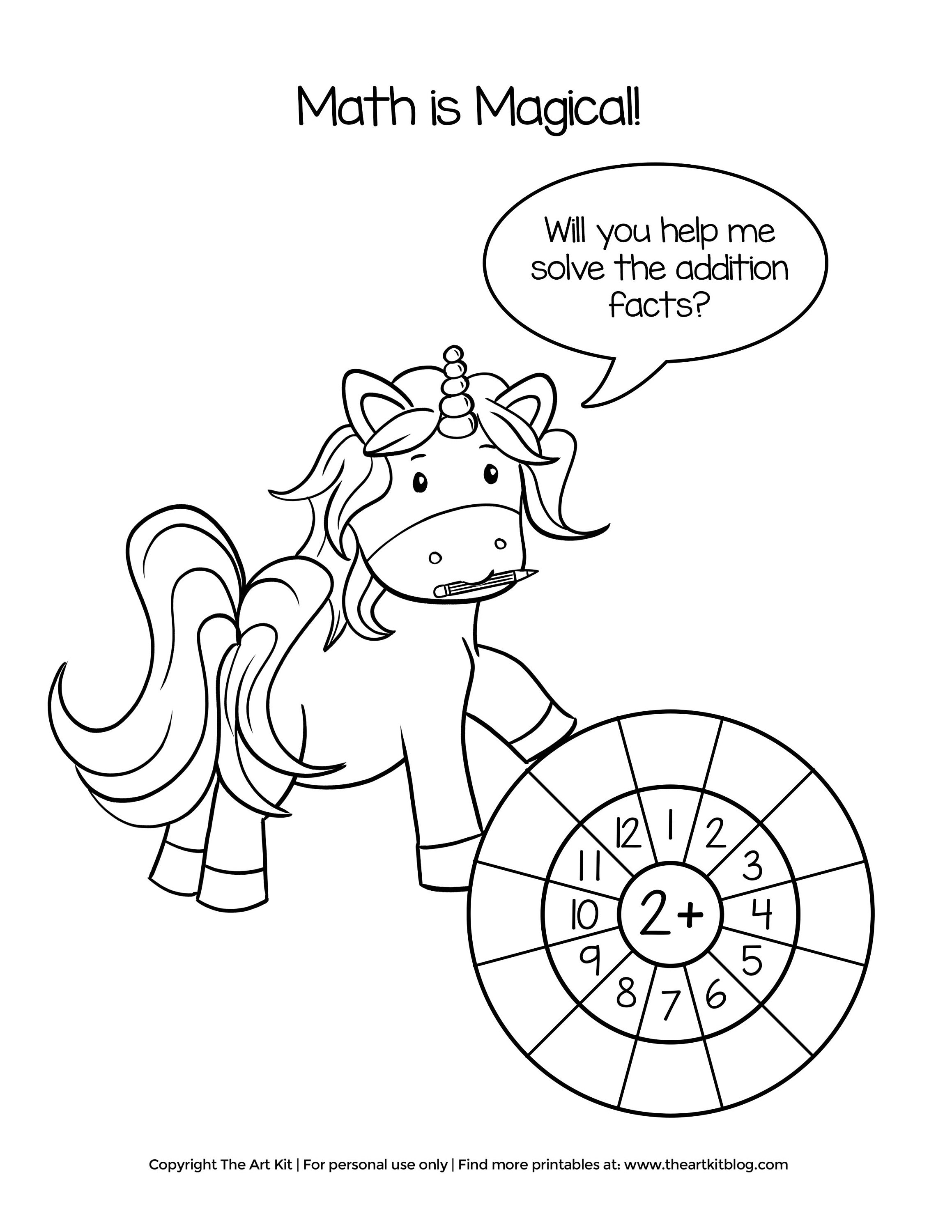 unicorn addition activity worksheets coloring pages for etsy