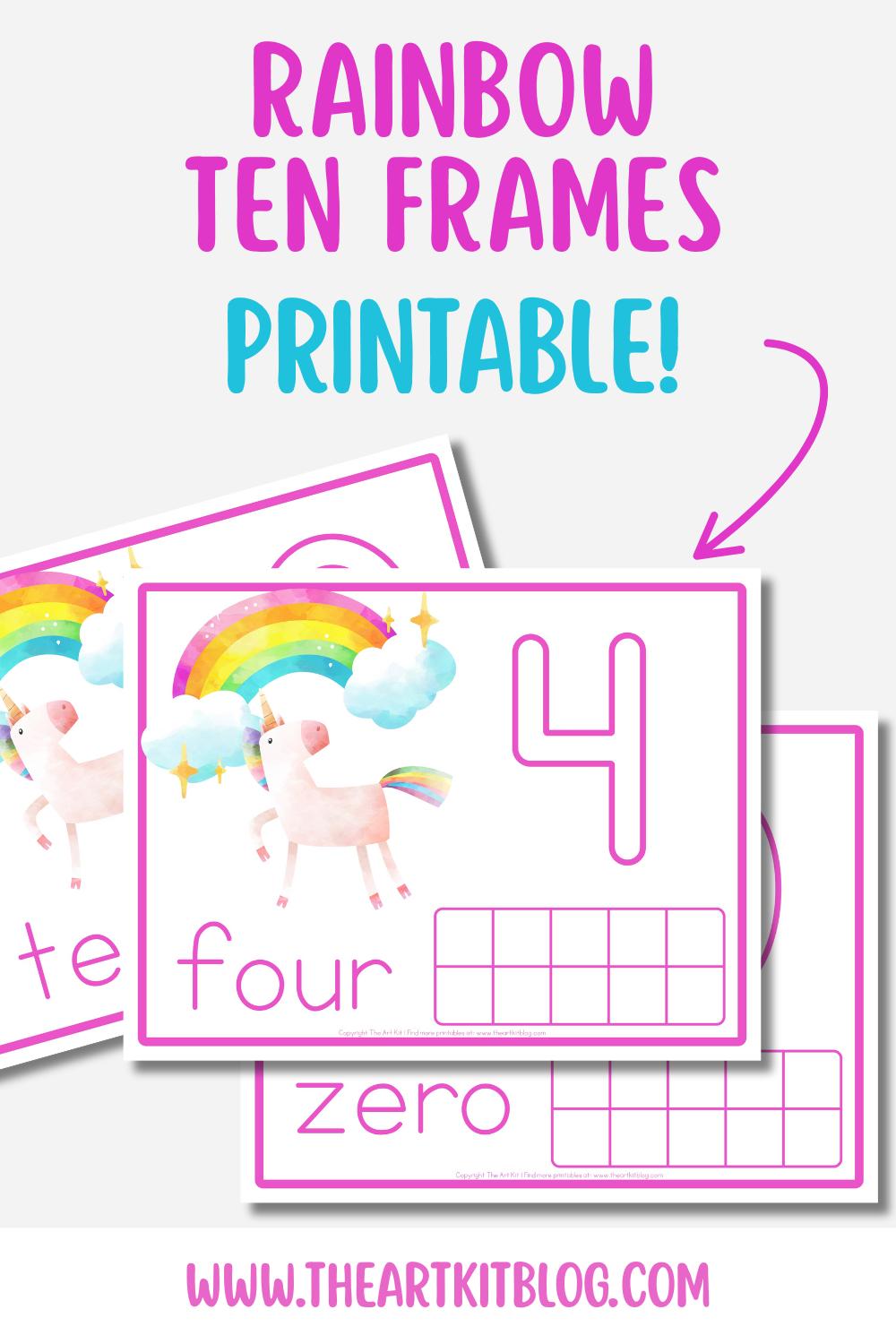 Unicorn Rainbow Ten Frame Printable – Counting Math Activity With ...
