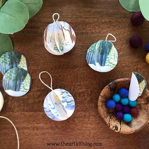 Christmas Ornaments / Decorations 3D Paper Craft for Kids and Adults, Cutting, Folding, Pasting Activity, Printables PDF Download DIY