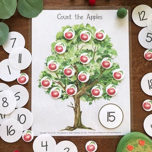 Count the Apples in the Apple Tree Printable Activity for Kids, Busy ...