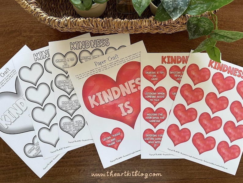 Kindness is ... Paper Craft, PRINTABLE, Black and White Coloring Page ...