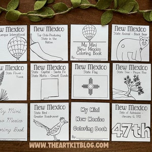 Mini NEW MEXICO Coloring Pages, 50 States Coloring Page, USA Homeschool Coloring Pages, Coloring Printable, 50 States pdf, Unit Studies