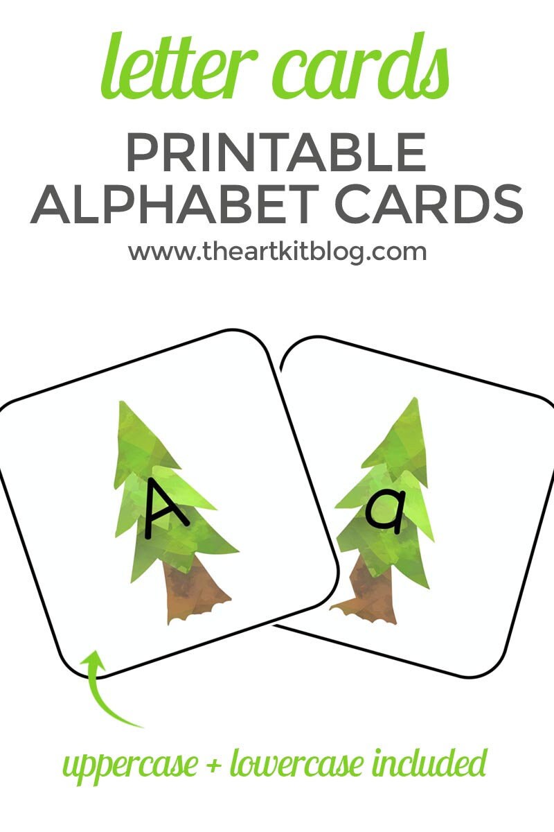 Watercolor Tree Themed Alphabet Cards Flashcards Memory Game Abc's ...