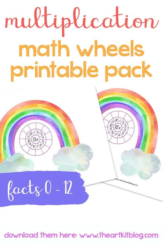 rainbow multiplication math wheels activity sheets 0 to 12 etsy