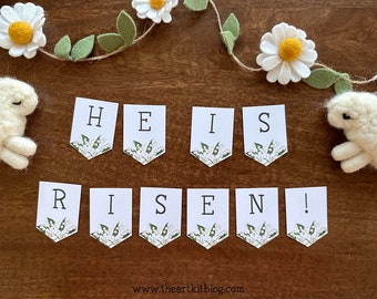 He is Risen Printable Banner, Easter Banner Mantel, Easter Banner for Church, Easter Banner Printable, Easter Banners Religious