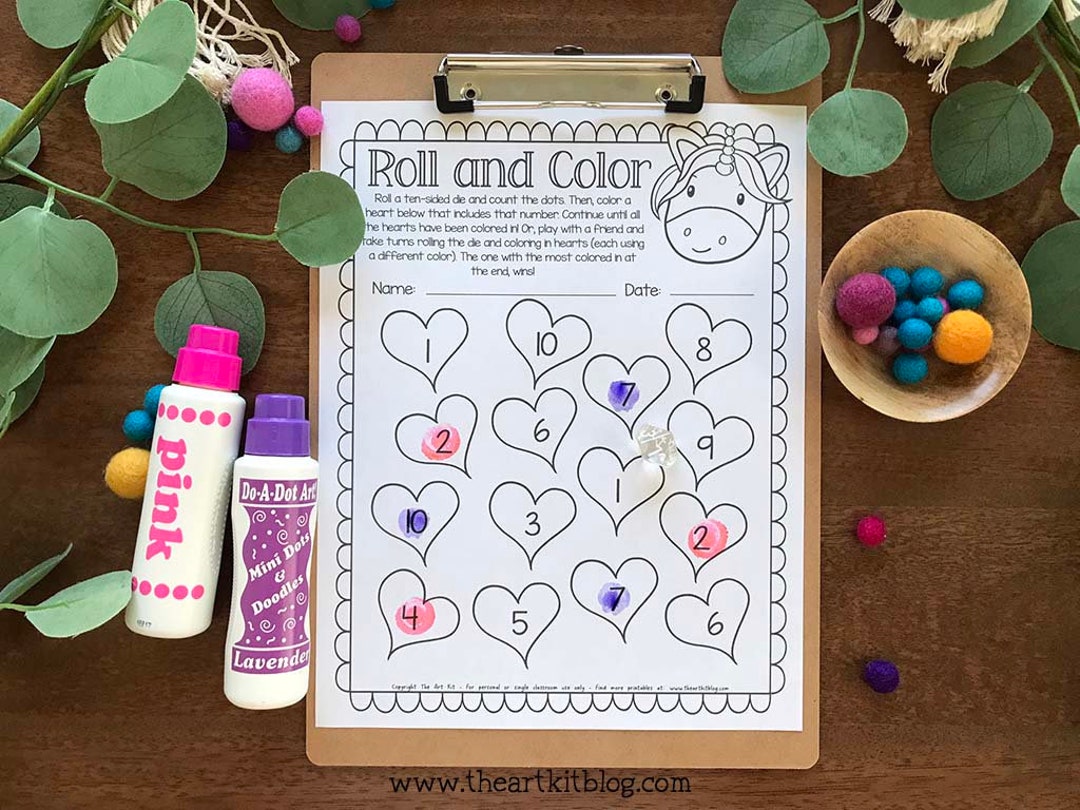 Roll and Color Dice Game Printable, Unicorn Printable Game, Games for