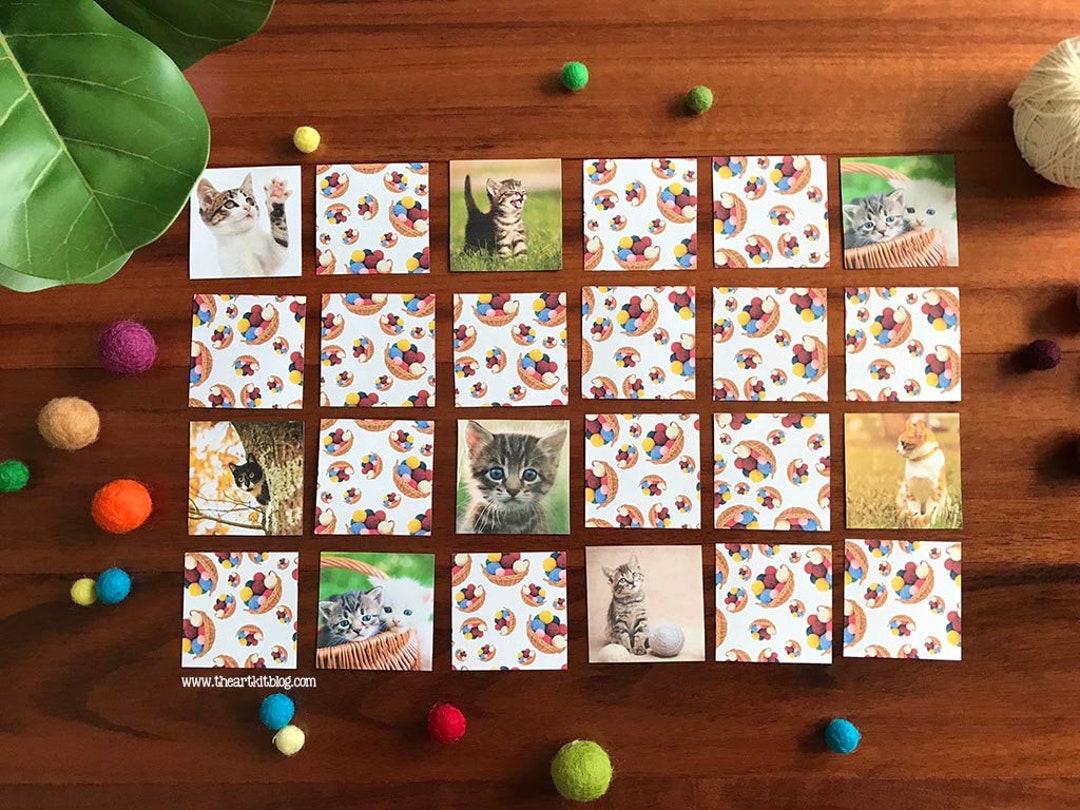 Memory Match Game Printable Cats and Kittens Edition Etsy