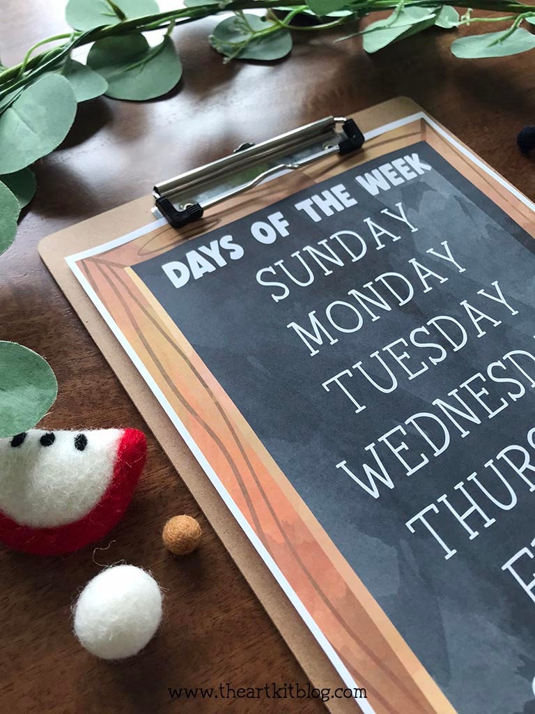Days of the Week Chart PRINTABLE, Chalkboard, Preschool, Kindergarten ...