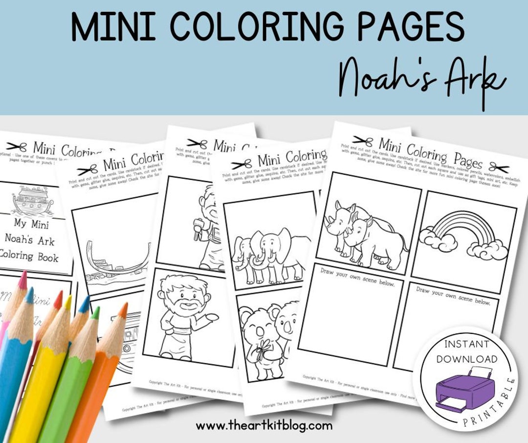 Mini Noah's Ark Coloring Pages, Noah's Ark Digital, Mini Coloring Book ...