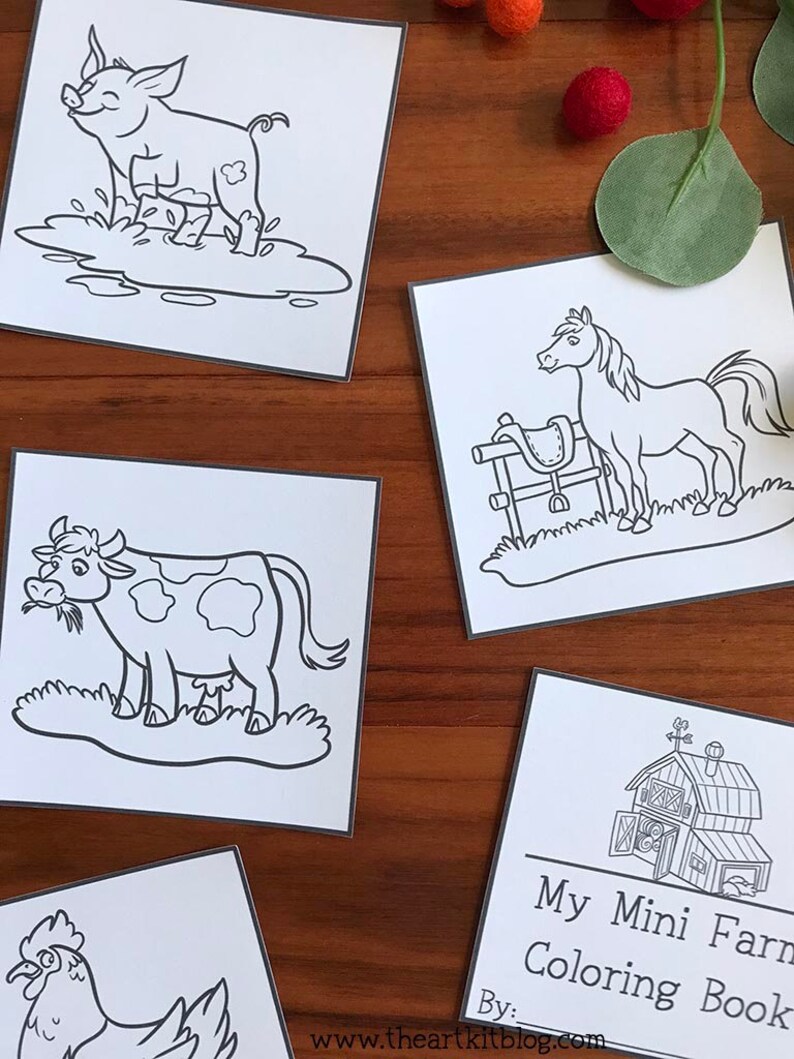 Mini Coloring Book Farm Animals, Mini Coloring Pages, Barn Coloring ...