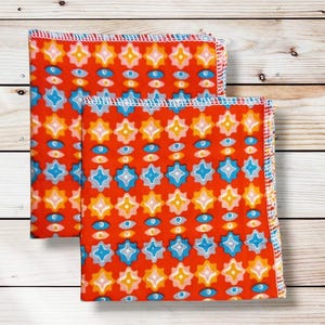 2 Large Washable and Reusable Cotton Handkerchiefs (25 x 25 cm) - Fabric Handkerchiefs - Zero Waste Hanckies - Sustainable Alternative Handkerchief