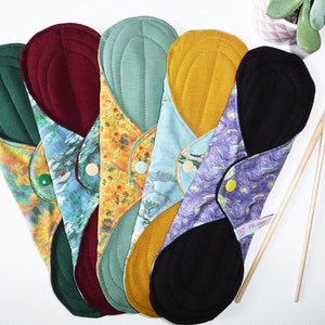 M - L - XL/Nuit - Serviette hygiénique lavable et réutilisable - LES PEINTRES - Pad écologique - Organic cloth pad - Pad périodique
