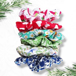 Scrunchie para el cabello - Scrunchie de algodón - Scrunchie - Hecho a mano - Elástico para el cabello - Scrunchie florecido - Scrunchie sostenible