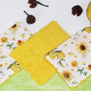 Pack of 3 large organic washable wipes - YELLOW LIFE - Ecological makeup remover pads - Washable toilet paper - Baby wipes