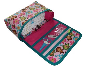 Grote luiertasset + aankleedkussen + troostdeken - WISTY GIRL -