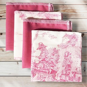 Pack of 4 Large Washable and Reusable Cotton Handkerchiefs (25 x 25 cm) - Fabric Handkerchiefs - Hanckies - Sustainable Alternative Handkerchief