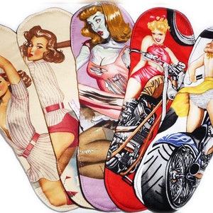 Wasbaar maandverband (maat L) - PIN-UP Baseball - Zombie - Biker - wasbaar maandverband - periodiek servet